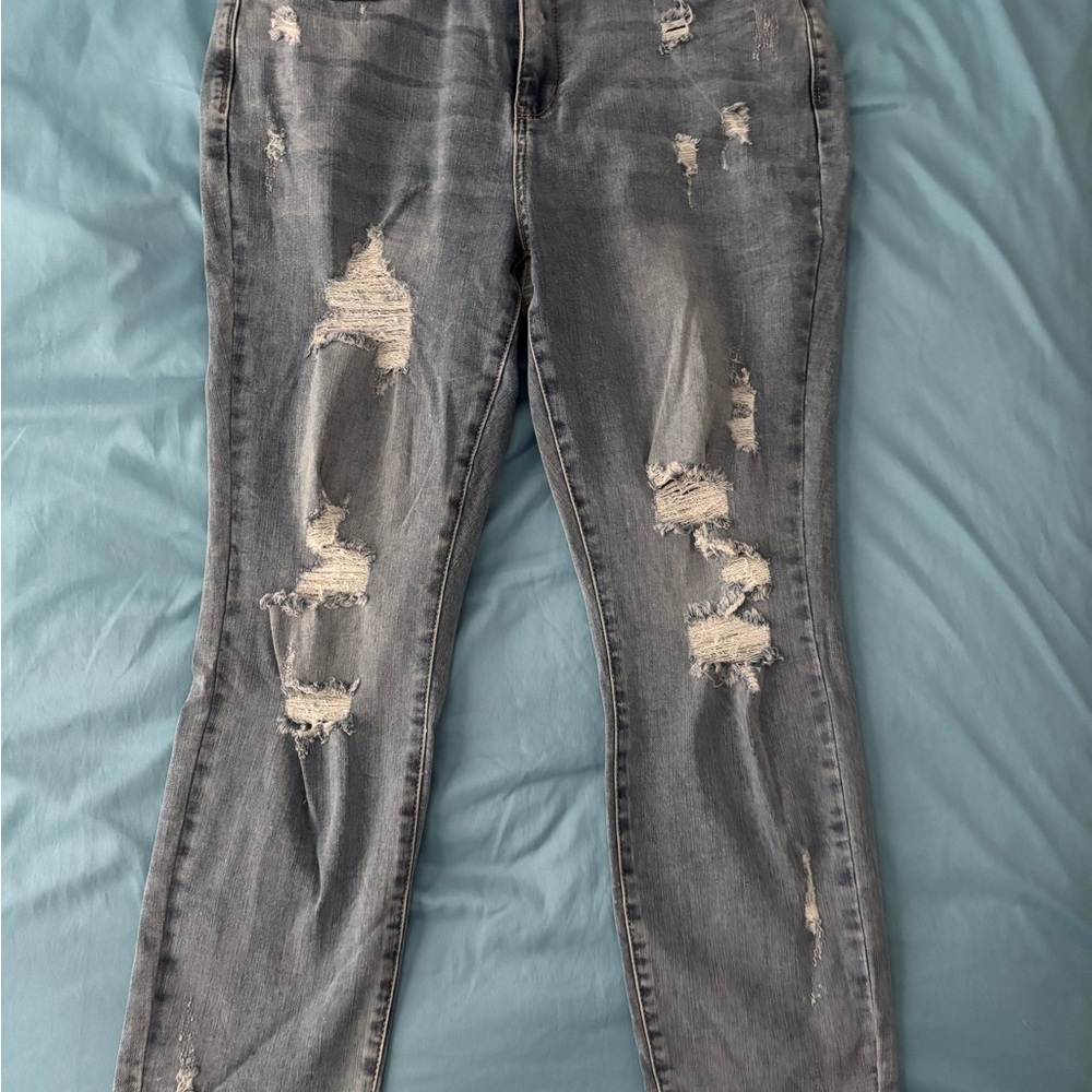Judy Blue Distressed Black Boyfriend Jeans